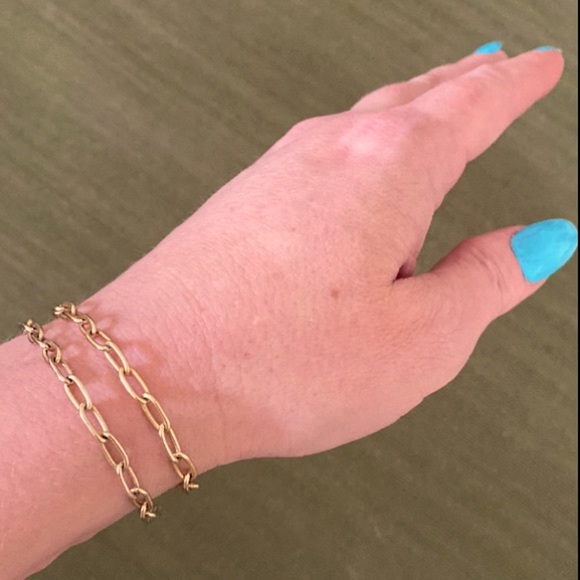 🍀Lucky Brand🍀 Yellow Gold Elliptical Paperclip Necklace Or Dbl Wrap Bracelet - Picture 12 of 16